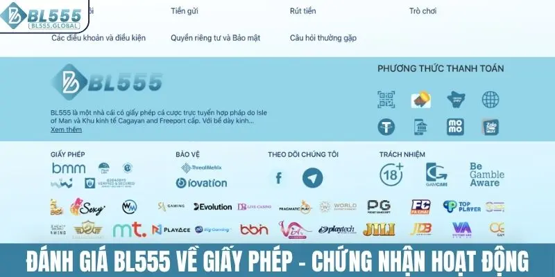 Đánh giá BL555 về giấy phép - chứng nhận hoạt động